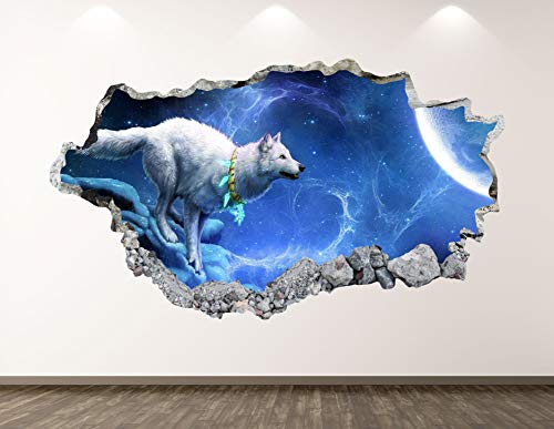 Vinilo decorativo mural lobo West Mountain 22" x 14" miniatura 1