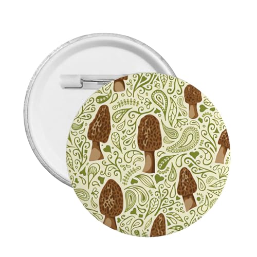 Morels with Green Doodles Button Pins Buttons Badges Pins for Women Men Round Badges Brooch pin Button Pins Brooch pins for Men 1 PCS