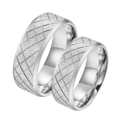 Bague mariage couple Daesar anneaux homme et femme acier inoxydable argent 8mm