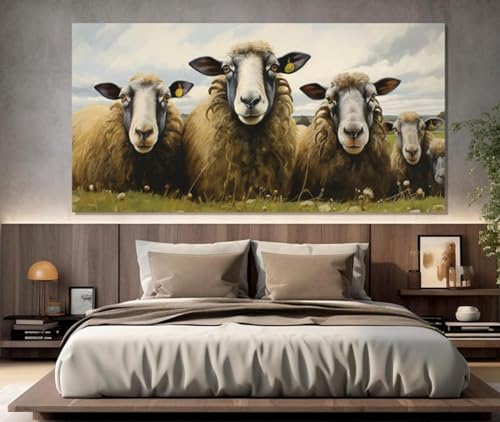Affiche de moutons dans un pré pour déco murale de ferme