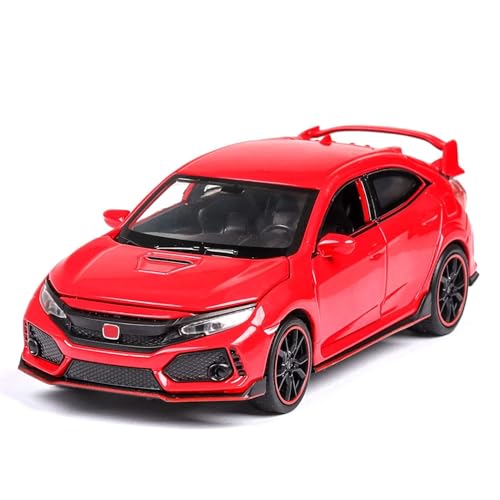 Image of 1:32 Scale Civic Type R Toy Car | Metal Pullback Diecast Car for Kids with Openable Doors, Sound, Light Effects Toy for Car Enthusiasts (Color As Per Available),black