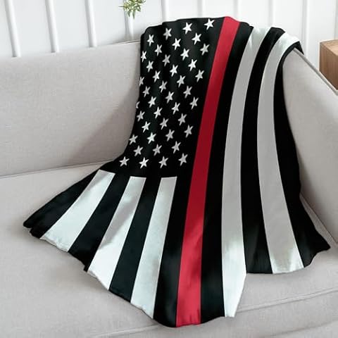 Infinity Republic - Thin Red Line Soft Fleece Throw Blanket - 50x60 Perfect for Living Rooms, bedrooms, Kids' Rooms, Outdoors! Cover