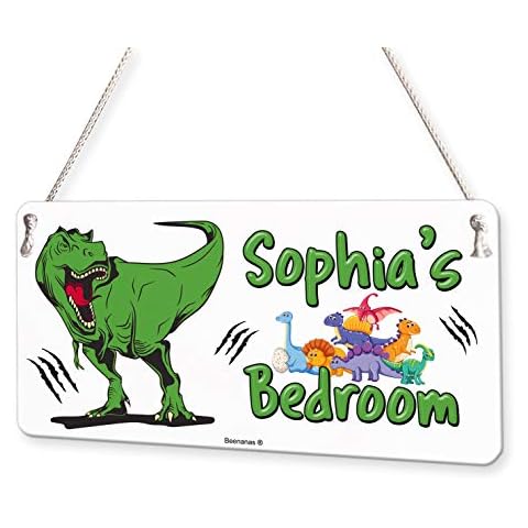 Beenanas T Rex Dinosaur Personalised Childs Bedroom Door Sign Name Plaque Cover