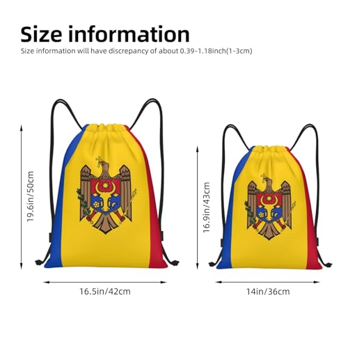 Flag of Moldova Print Lightweight Drawstring Backpack - Sports String Bag/Foldable Gym Bags, for Training Basketball Medium4