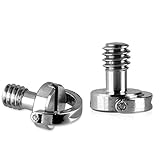 Anwenk 1/4' Mounting Screw D Shaft D-Ring Screw for Camera Tripod Monopod/Quick Release (QR) Plate DSLR SLR - 2 Pack