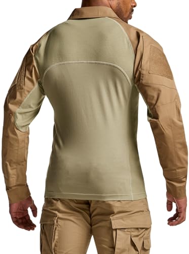 Image of CQR Men's Tactical Combat Shirt, 1 /4 Zip Long Sleeve Breathable Military BDU Training Top for Shooting, Hunting, Range Use
