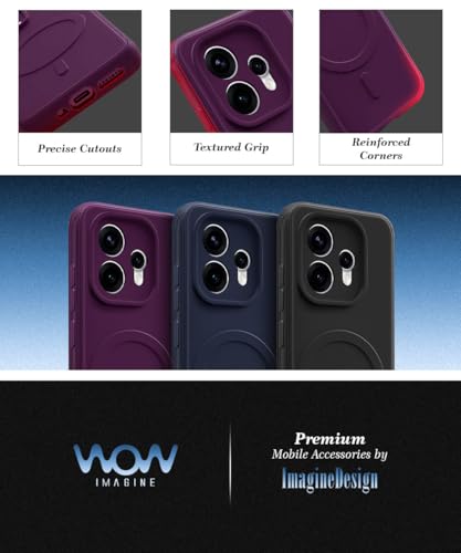 Image of WOW IMAGINE Back Case Cover for Oppo Reno 15 5G | Soft Matte Silicone MagSafe Design (MagSafe Not Supported) | Slim Fit & Shockproof | Camera Protection Bumper Cover (Purple)