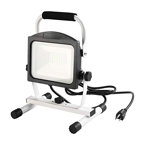 LED Work Light 50W 5000lm Super Bright IP65 Waterproof Job Site Lighting with Stand Adjustable Angle Working Lights for Workshop, Garage