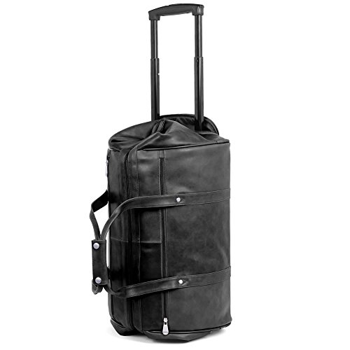 Hammacher Schlemmer The Rolling Widemouth Leather Weekend Bag - Tan2