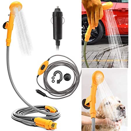 Monzana® 12V Portable Camping Shower, 12V Outdoor Shower Kit, Yellow — image 1