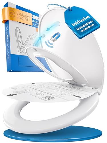 LOBENSWERK Toilettendeckel mit Kindersitz [Einfache Montage] Oval antibakteriell & UV-beständig | Klodeckel mit Kindereinsatz Toilettensitz mit Kindersitz integriert inkl. Installationsschablone