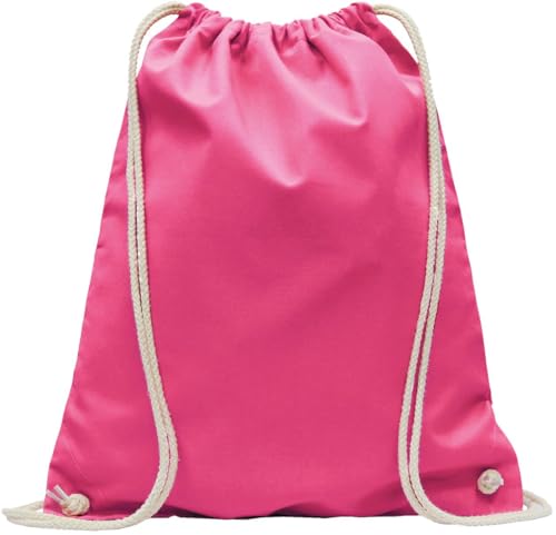 ELES VIDA Bolsa de deporte 1 unidad 38 x 42 cm – Mochila de tela, bolsa de algodón, tote bag, saco de yute certificado Oeko-TEX® para mujer, hombre y niños – Gym bag para pintar - rosa