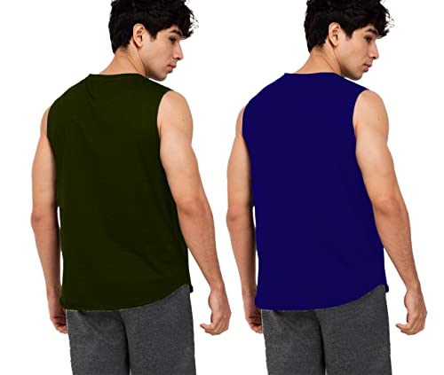 Image of Solid Sleeveless Cotton Regular Fit Mens Stylish Top Tanks Vest T-Shirt (Combo Pack of 2)