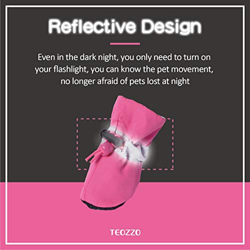 Teozzo Dog Shoes For Hot Pavement, Anti-Slip Sole Dog Boots & Paw Protector Dog Booties With Reflective Straps Dog Shoes For Small Medium Dogs 4Pcs Pink 3 #TOP5