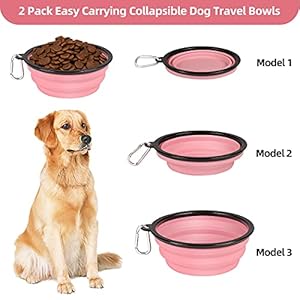   Kytely-Large-Collapsible-Dog-Bowls-2-Pack-34oz-Foldable-Dog-Travel-Bowl-Portable-Dog-Water-Food-Bowl-with-Clasp-Pet-Cat-Feeding-Cup-Dish-for-Traveling-Walking-Parking-PinkGrey