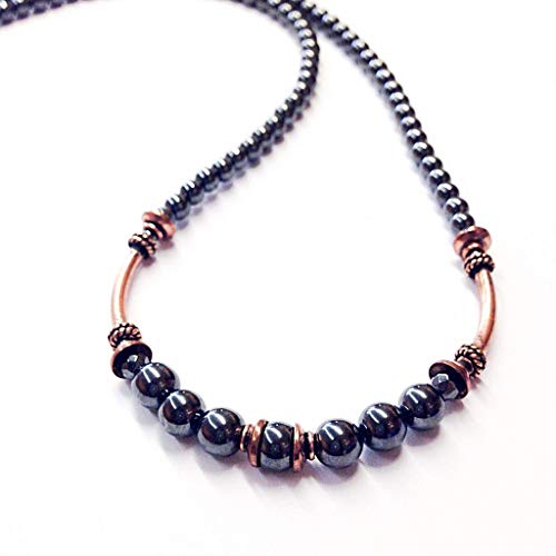 Solid Copper Necklace, Hematite Necklace, 7Th Anniversary Gift For Her - Copper Jewelry #TOP6