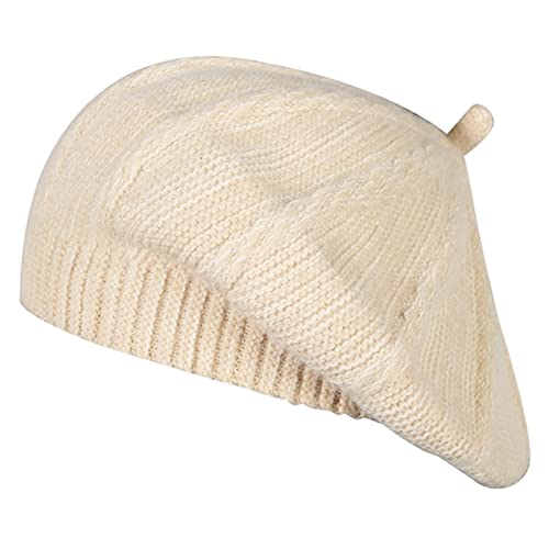 Genfien Boina Mujer Francesa Clásico Retro Boina Sombrero Artista Gorro Boina Vasca para Mujer Sombrero Redondo Cálido para Otoño Invierno Cover