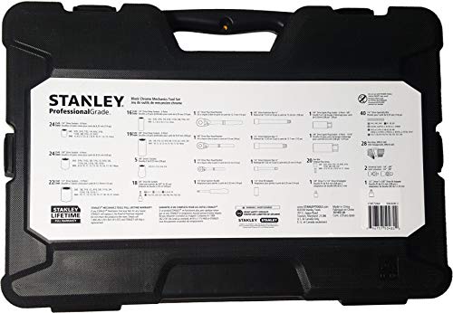 STANLEY Professional Grade Black Chrome New Mechanics Tool Set (Socket Set-229 Pieces) thumbnail 3