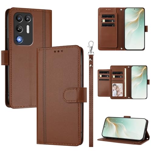 �X�}�z�P�[�X �Ή��@�� for ZTE nubia RedMagic 11 Air �X�}�z�P�[�X�y�E�H���b�g�f�U�C�� �f���A���J�[�h�X���b�g �L���b�V�� �t���b�v���X�^���h �����h�~�zBrown