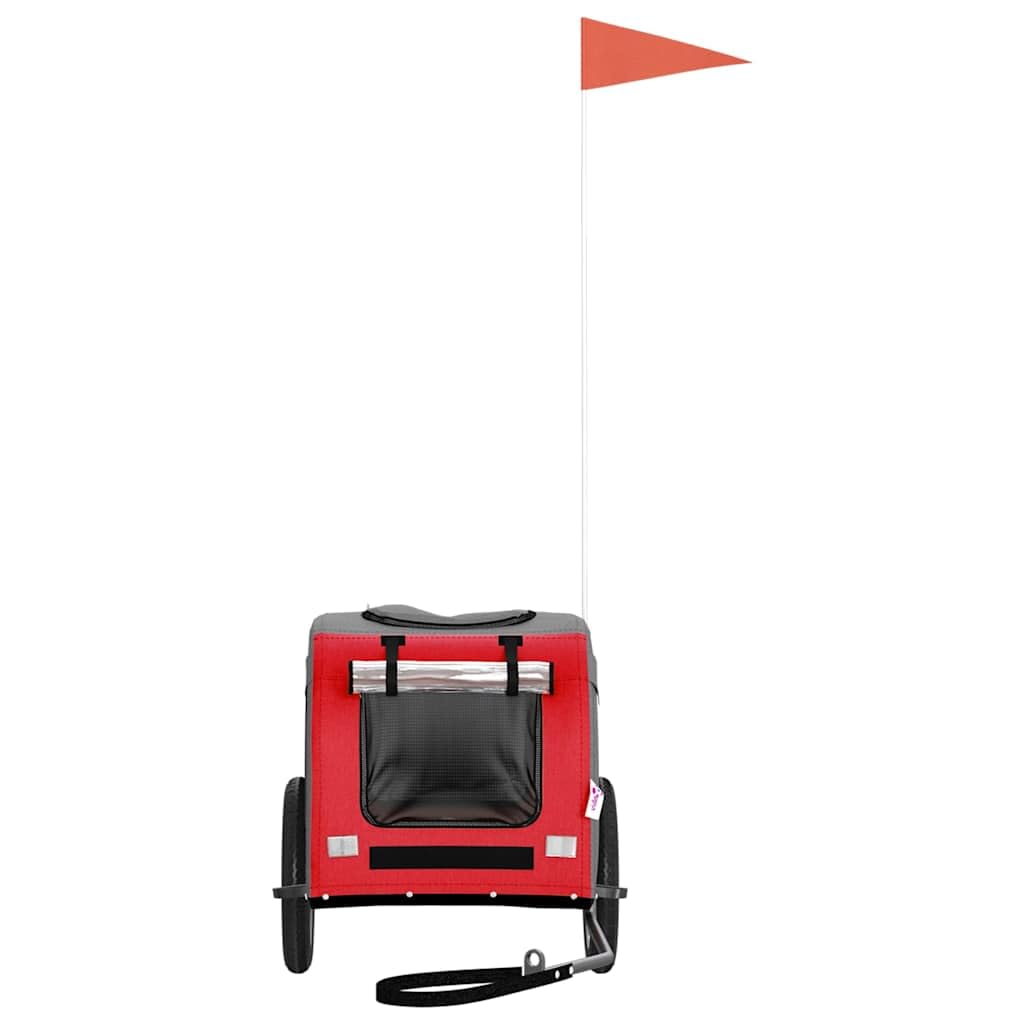 Remolque de bicicleta plegable para perros y gatos de color rojo y gris x X, impermeable, ligero, portátil, ideal para pasear