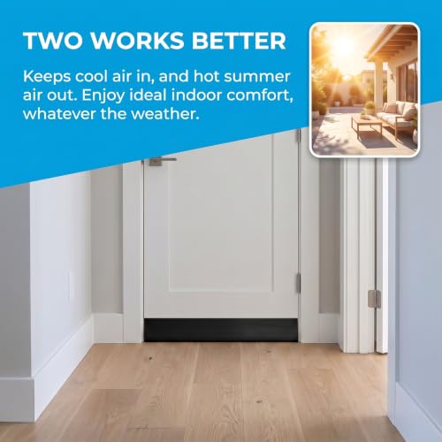 Image of 4 Pack Door Draft Stopper, Under Door Sweep for Exterior & Interior Doors, Weather Stripping Door Seal, Garage Window Blocker Noise Cold Air Insulation, Draft Guard Black 2 inch W x 39 inch L