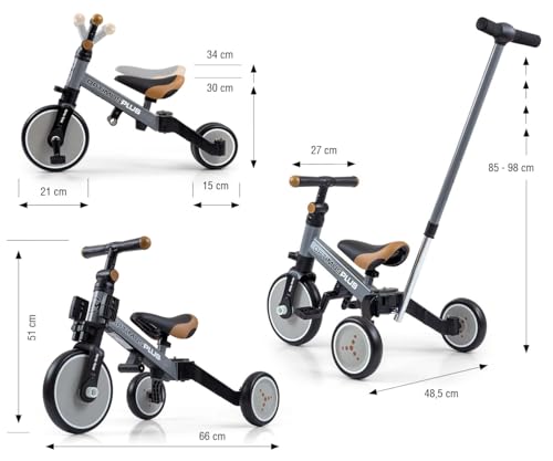 Milly Mally Bicycle 4in1 Optimus Plus Blaues Dreirad mit Griff, Laufrad für ein Kind schiebeauto ab 1 jahr dreirad von kettler dreirad kettler mit schubstange trike kinder kinderdreirad mit schubstang – Bild 6