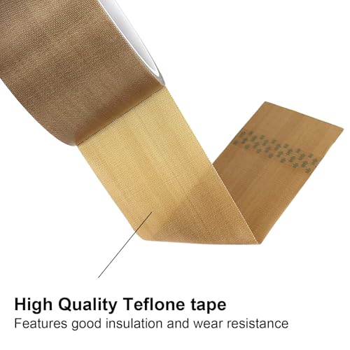BOMEI PACK Teflone Tape PTFE Glass Cloth Coated, (2-inch x 33 Feet x 0.18mm) High Temperature Fiberglass Adhesive Tape for Vacuum Sealer Machine