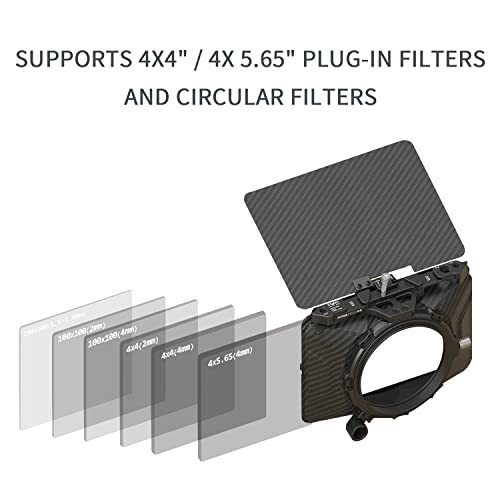 Mini Matte Box, soporte ligero para varillas de 15mm con bandera superior para cámaras DSLR y mirrorless, compatible con lentes 67mm/72mm/77mm/82mm, soporta filtros 4x4 y 4x5.65, negro miniatura 4