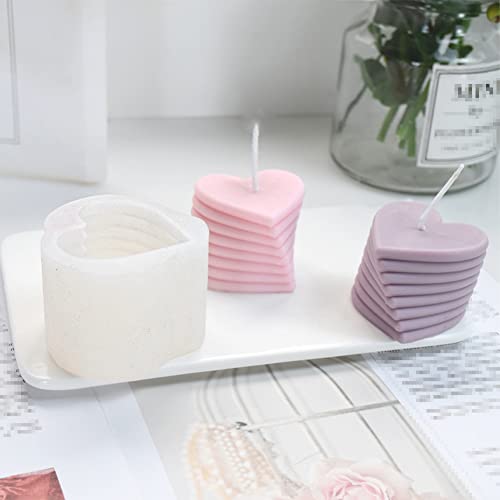 3Pacs Heart Shaped Candle Mold for DIY 3D Silicone Candle Make Mold Cake Mold for Baking, Soap Candle Mold Dinner Candle Mold Wedding Candle Mold