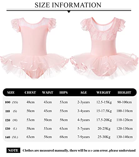 Foto von Mädchen Ballettkleidung Ballettkleid Baumwolle Tanzkleid Tutu Ballett Tütü Kinder Balletttrikot mit Rock Ballerina Kleid Rosa 5-7 Jahre 130
