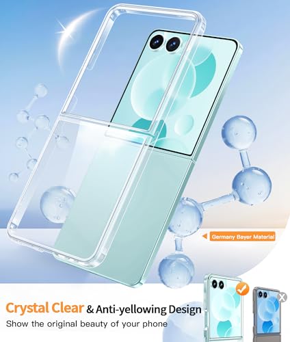 Image of FNTCASE for Samsung-Galaxy Z-Flip-7 Clear Case with Screen Protector | Anti Yellowing, Military Grade Drop Protection, Rugged Shockproof, Transparent