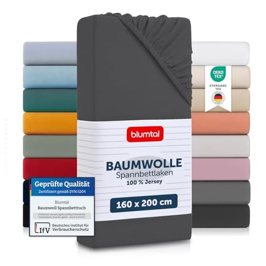 npluseins klassisches Jersey Spannbetttuch - erhältlich in 34 modernen Farben und 6 verschiedenen Größen - 100% Baumwolle, 140-160 x 200 cm, anthrazit 5 Blumtal Basics Jersey Spannbettlaken 160x200cm - Oeko-TEX Zertifiziert, 100% Baumwolle, bis 25cm Matratzenhöhe, Anthrazit