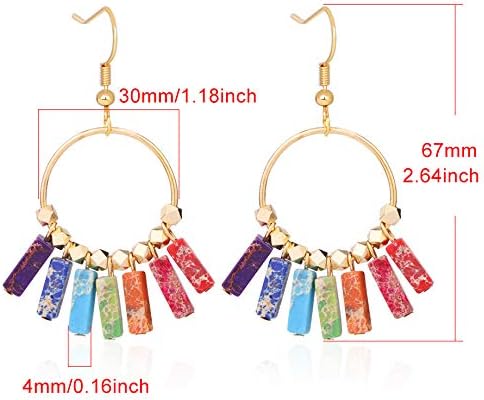 Seven Chakras Imperial Jasper Stone Bohemian Earrings Turquoise Earrings - Image 3
