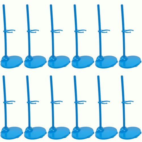 Ayzylpth Paquete de 12 soportes de plástico azul para muñecas, soportes ajustables resistentes para figuras de 11 a 13 pulgadas, fijación de cintura limitada a 2.5 cm, escaparate seguro para