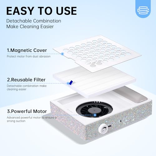 Recolector de polvo para uñas, inalámbrico y potente miniatura 3