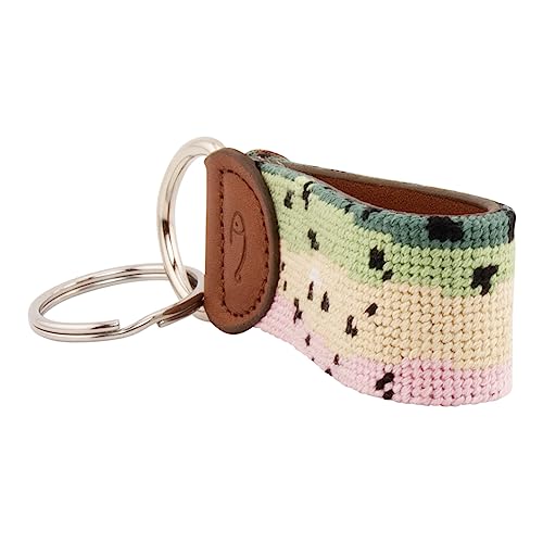 Image of Leather Hand-Stitched Needlepoint Key Fob or Key Chain