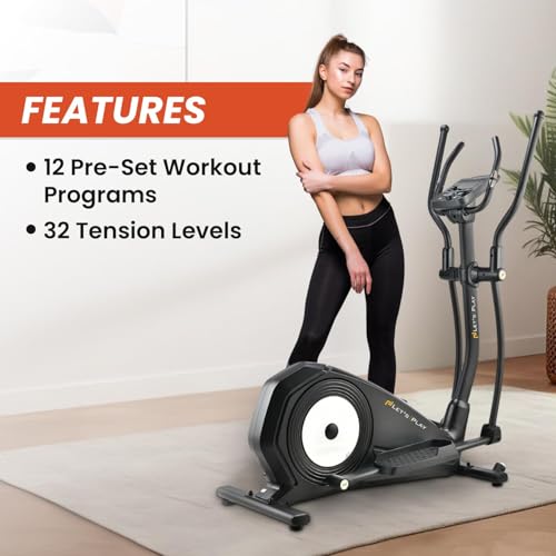 Image of LET'S PLAY Semi-Commerical Elliptical Cross Trainer for Home Gym Max Weight Capacity 120kg, Flywheel 12kg, LCD Display, Pulse Sensor, Anti-Slip Pedal & Motorized Magnetic Resistance