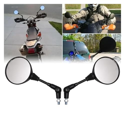 Espejo moto universal plegable negro de 10mm retrovisor redondo anticaída lateral 2