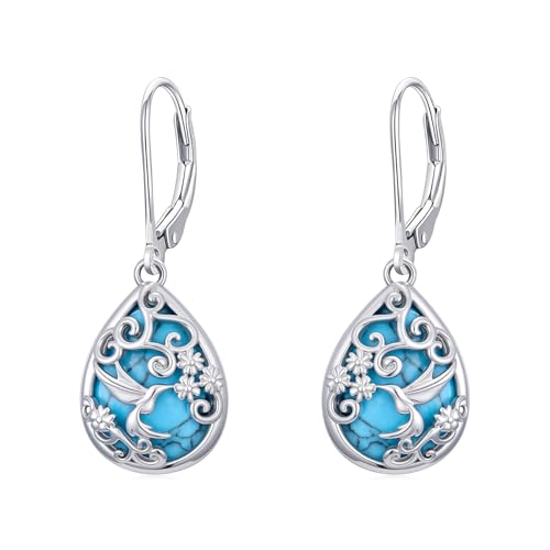 Dorunmo Sterling Silver Tree of Life/Filigree/Lotus/Heart Dangle Earrings Turquoise Abalone Shell Leverback Earrings Jewelry Gifts for Women Mom