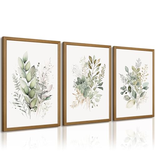 Joocrise Wooden Frame Watercolor Botanical Wall Art Boho Floral Canvas
