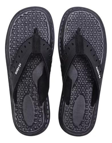 Chinelo Masculino Anatômico Ortopédico Antistress em Couro (Preto, BR, Adulto, Numérico, 42)