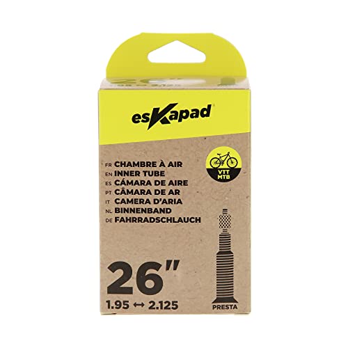esKapad Inner Tube 26 Inches x 1.95 to 2.125 mm Presta Valve, Unisex Adult Mountain Bike, Black, 26 pouces x1,95 à 2,125 - Image 2