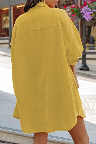 Image of FSHAOES Womens Oversized Button Down Shirts Casual Loose Long Sleeve Solid Lapel Long Blouses Tops with Pockets