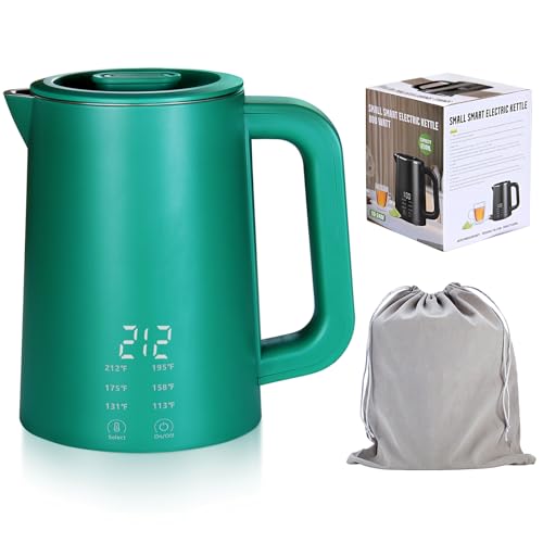 Image of 650ml Small Electric Kettle with 6 Temperature Control,800W Dual Voltage 110-240V Fast Heat Hot Water Boiler,304 Stainless Steel Portable Travel Electric Kettle,12H Keep Warm (Green) | 6 Temperature Control,800W Dual Voltage 110-240V,304 Stainless Steel,12H Keep Warm