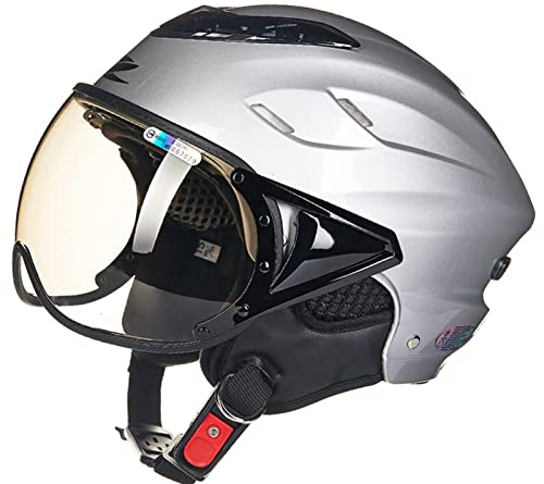 Medio Casco Motocicleta, Casco Jet Cara Abierta, Cascos para Adultos Motocicleta con Doble Visera, Aprobado por Dot/ECE, Casco Verano Unisex para Scooter Cruiser 3,(55-60CM)