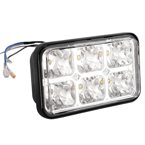 WUTIST Golf Cart LED Headlight Clear Lens Compatible with EZGO Workhorse Models/ 1980-1994 EZGO Marathon/ 1996-Up EZGO ST350 Headlight Chrome Housing