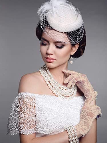 Miniatura 5 de SATINIOR Guantes de encaje para mujer, para boda, fiesta de té, guantes cortos de encaje de cortesía para cenas, fiestas de cosplay, noche