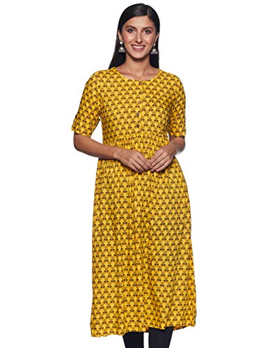 Image of Haute Curry by Shoppers Stop Womens Round Neck Printed Kurta