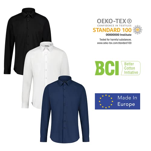 Soulution Overhemd voor heren, slim fit, lange mouwen, ondoorzichtig, met 130 g/m², lichaamsbewuste snit, business, vrije tijd, kostuumhemd, herenoverhemden, S-XXL - Image 4