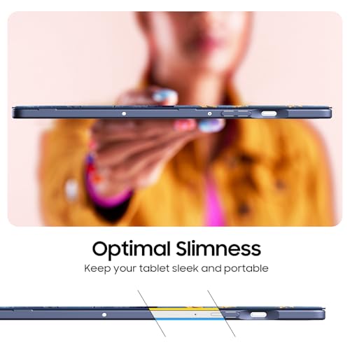 Fintie Hybrid Slim Case for Samsung Galaxy Tab S10 Lite/ S10 FE/ S9 FE 10.9 Inch/Tab S9 11 Inch with S Pen Holder, Shockproof Cover with Clear Transparent Back Shell, Auto Wake/Sleep, Ocean Marble